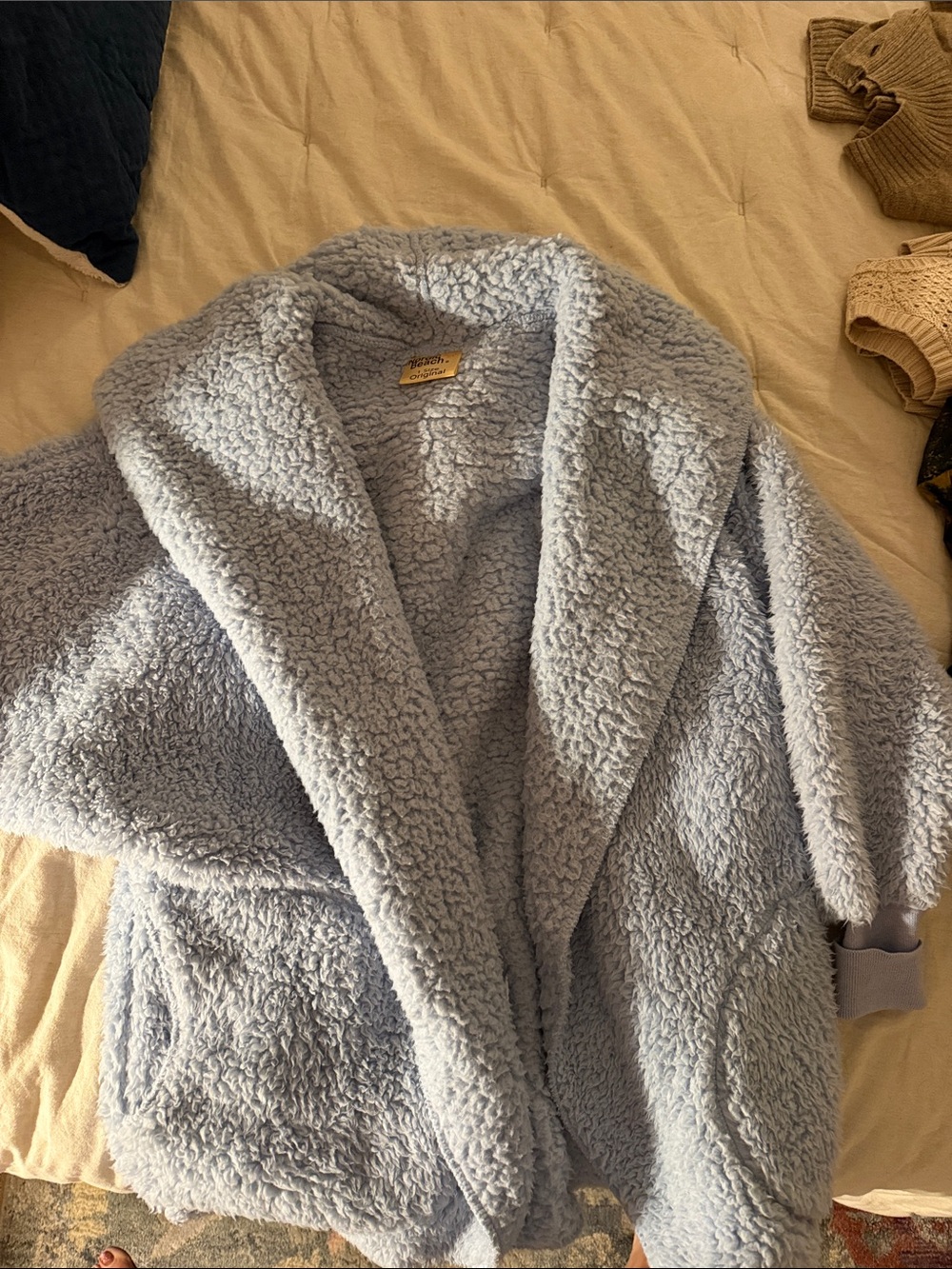 Cozy Plush Sherpa Coat - Light Blue